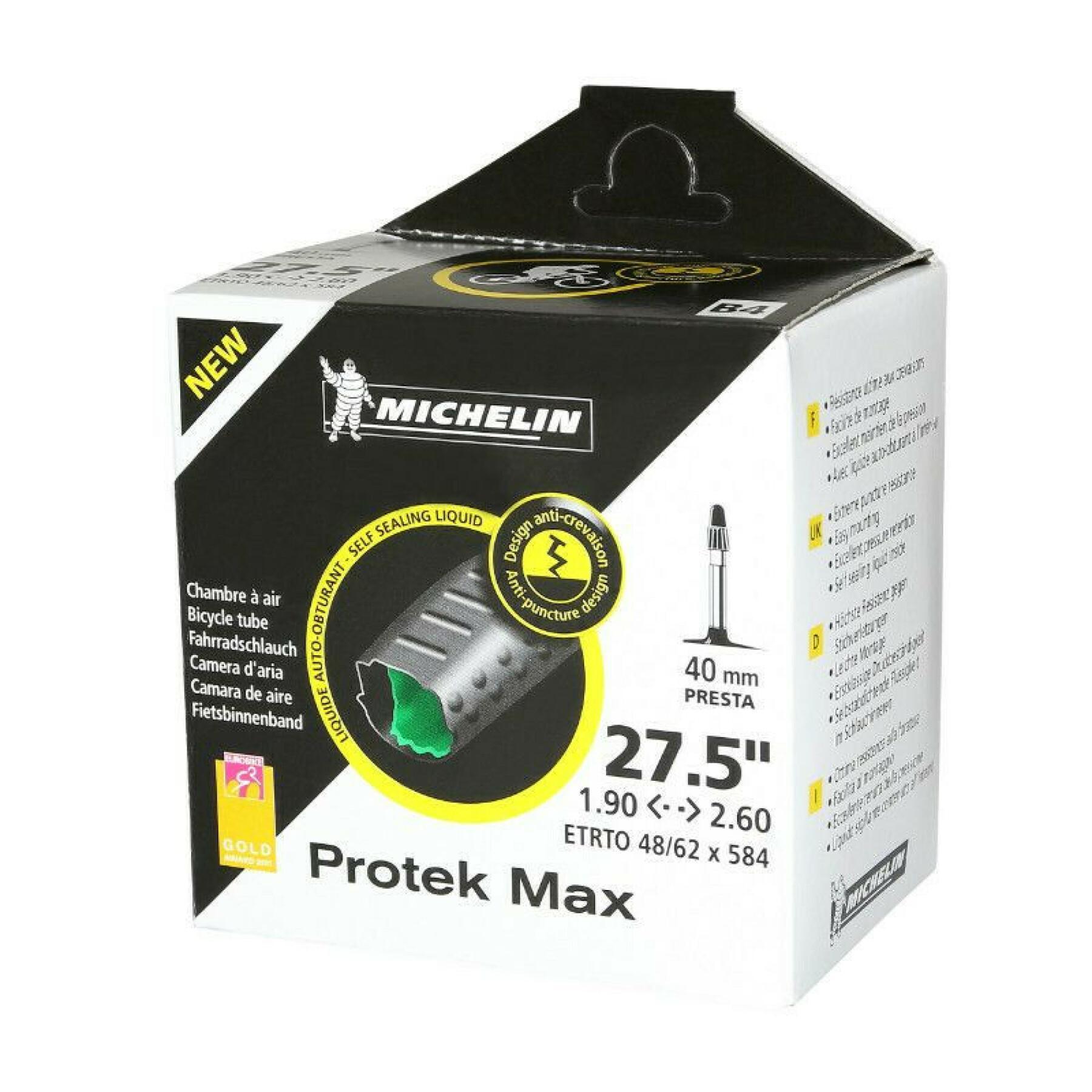Schlauch mit Presta-Ventil und Pannenschutzflüssigkeit Michelin protek max 27.5 x 1.90/2.30