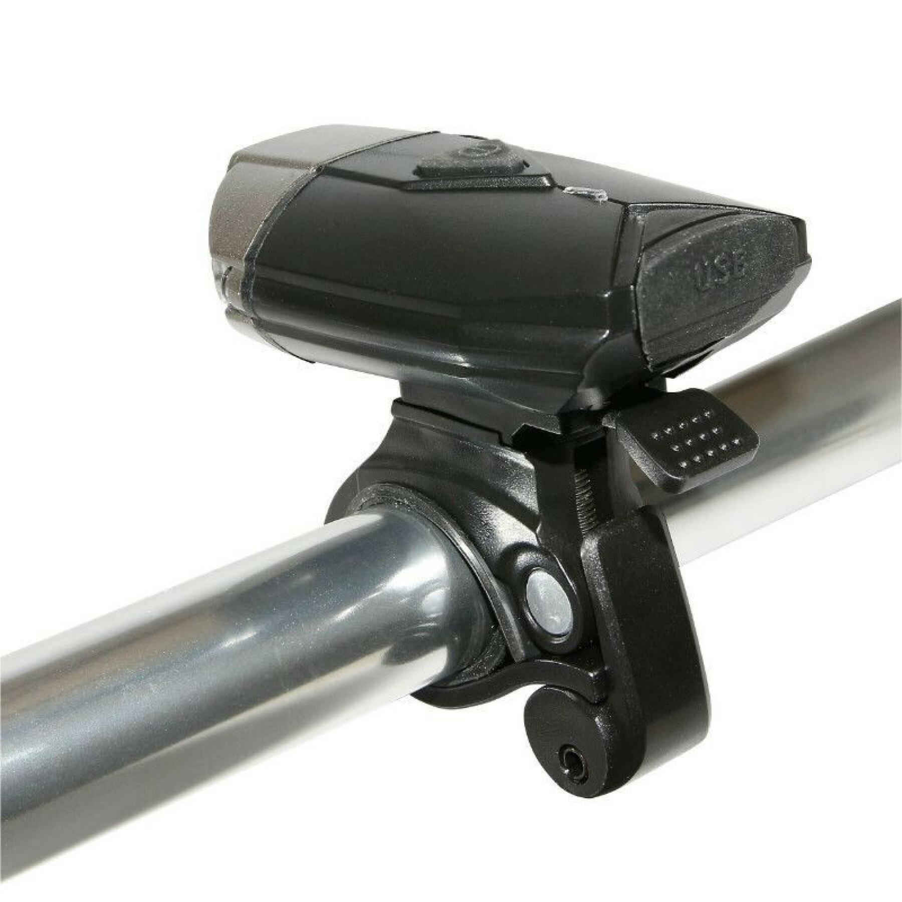 USB-Fahrradbeleuchtung vorne am Bügel 2 Intensitäten 100%-50% Bügel- oder Helmbefestigung P2R 300 Lumens