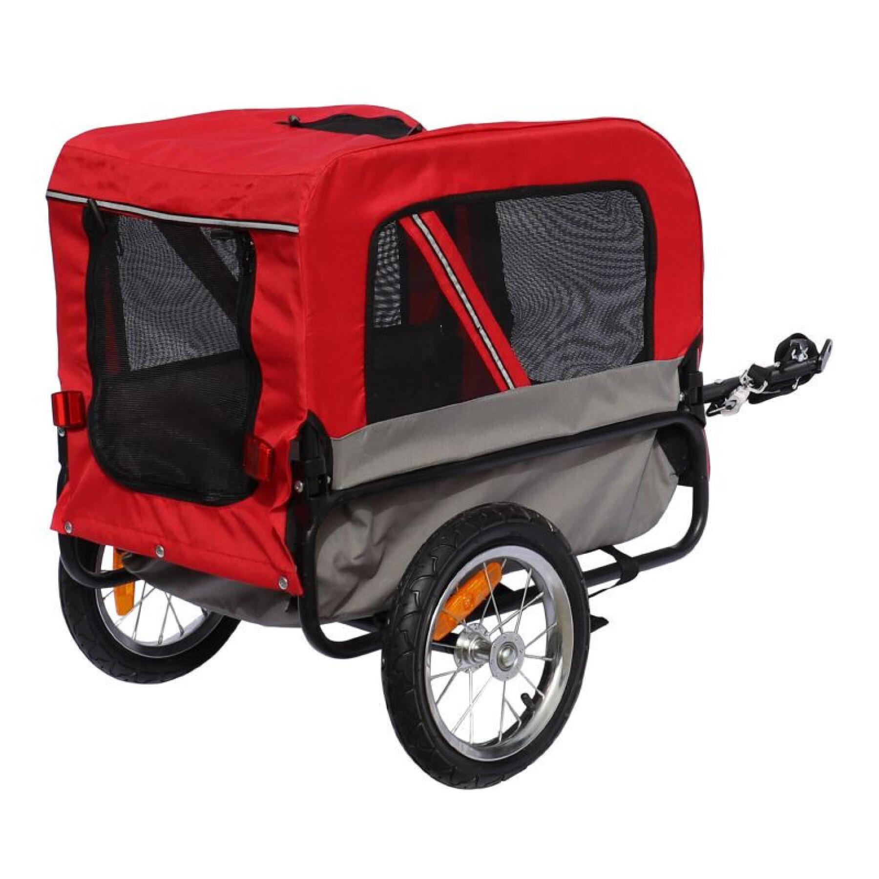 Utility-Anhänger mit Rädern, Radachsenbefestigung hinten - für den Transport von Hunden und Gepäck - 2 Öffnungen (vorne+hinten) + zusätzlicher Arm P2R Maxi