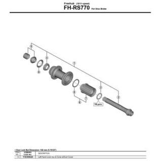 Linke Gegenmutter und Konus mit Staubschutzkappe Shimano FH-RS770